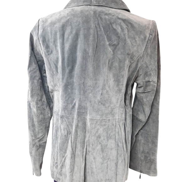 Y2K Style Leather Jacket Dennis by Dennis Basso Gray Size Small Women's - Picture 8 of 10